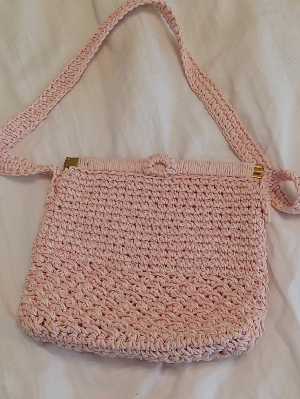 Women's Pink Crochet Shoulder Bag.